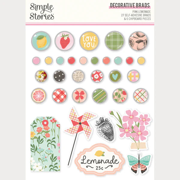 Pink Lemonade Brads – Simple Stories