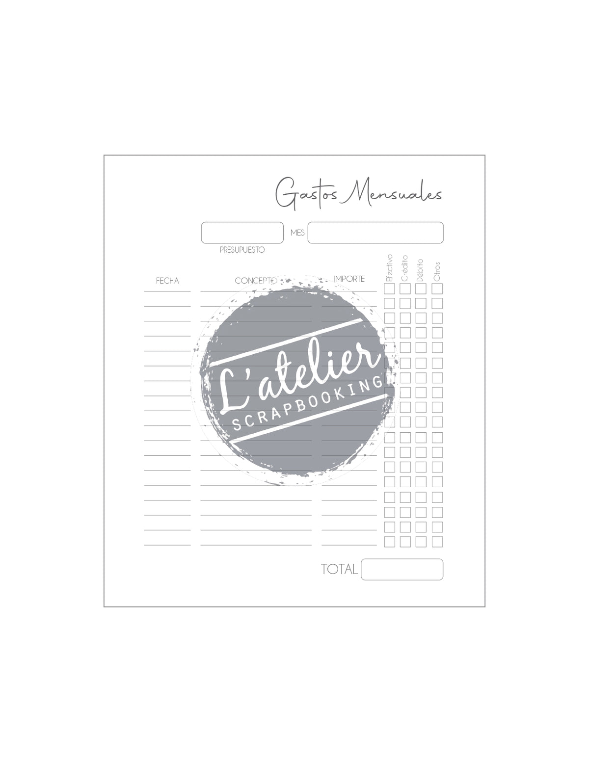 Hoja de Gastos – L'atelier Scrapbooking