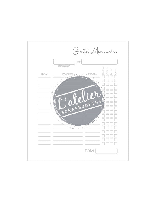 Hoja de Gastos – L'atelier Scrapbooking