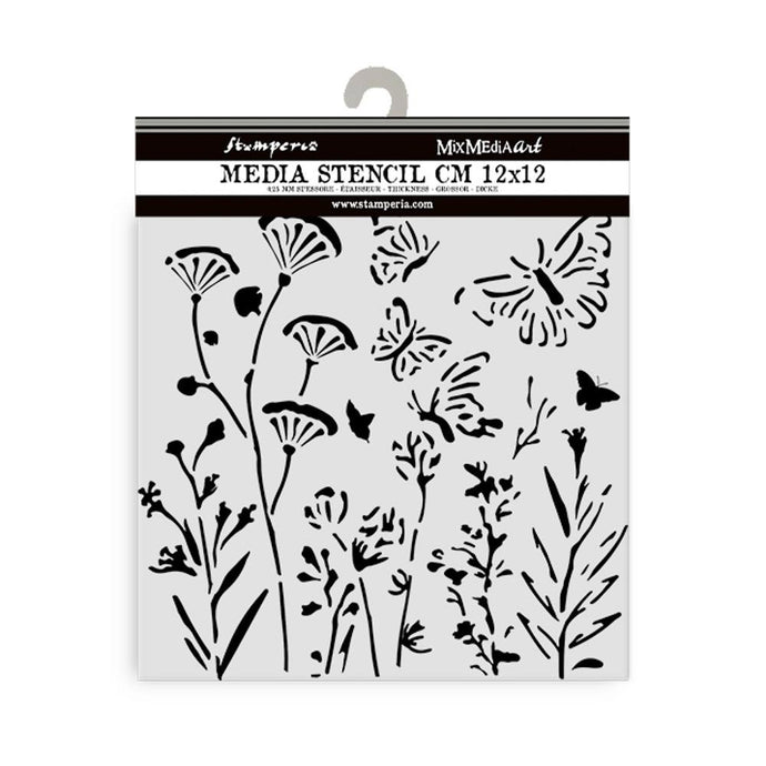 POPPIES & BUTTERFLY STENCIL