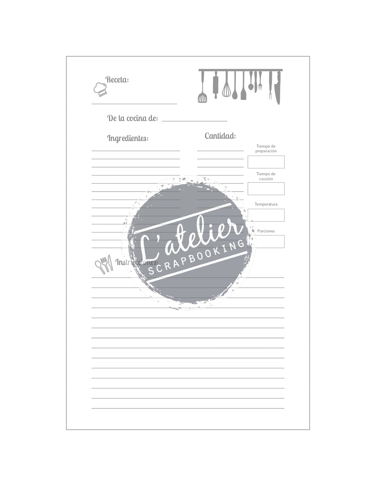 Recetario Chico – L'atelier Scrapbooking