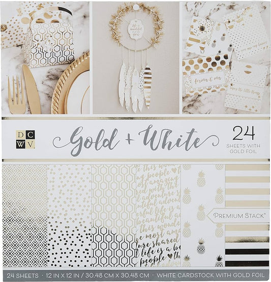 Paper Gold and White Pad – L'atelier Scrapbooking