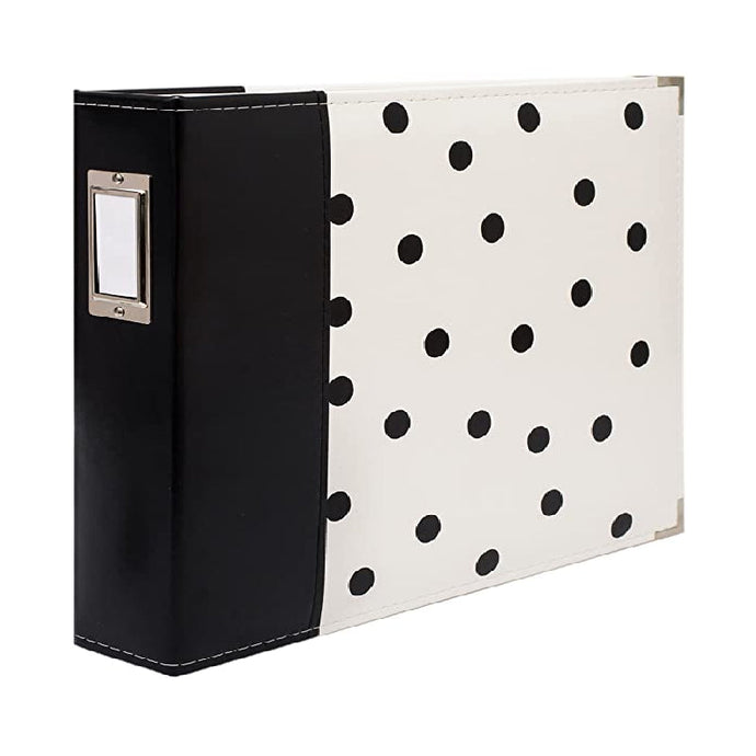 WHITE DOT BLACK LEATHER SCRAPBOOKING ALBUM