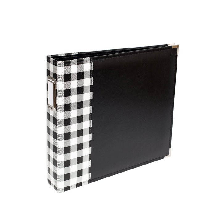 PLAID BLACK LEATHER SCRAPBOOKING ALBUM